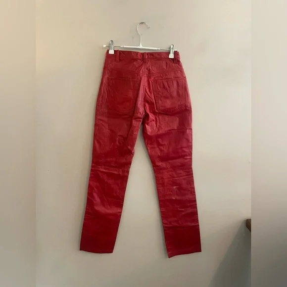 Levi’s Red Tab Red Leather Pants Skinny Fit and High Waisted - Picture 4 of 7